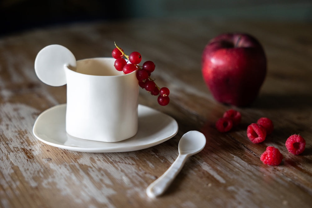 Luna - Set da tè e caffè in porcellana fatto a mano