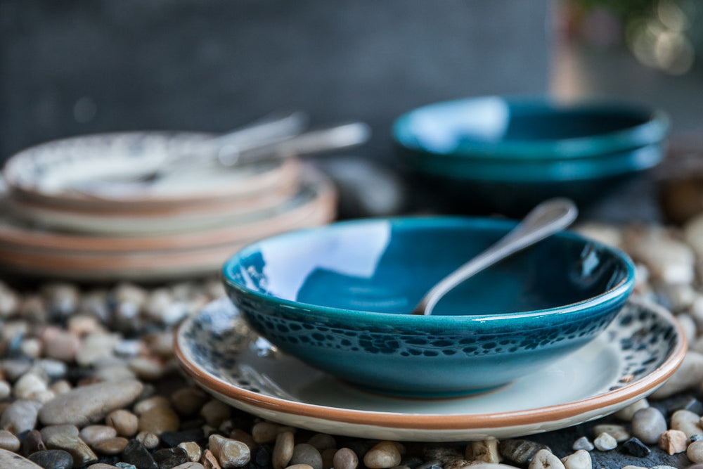 Handmade Turquoise Ceramic Soup & Pasta Bowl