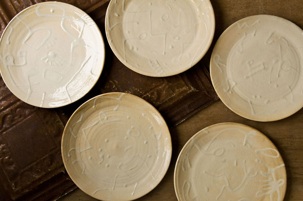 Embossed Ceramic Dinner Plate by Hans Fischer