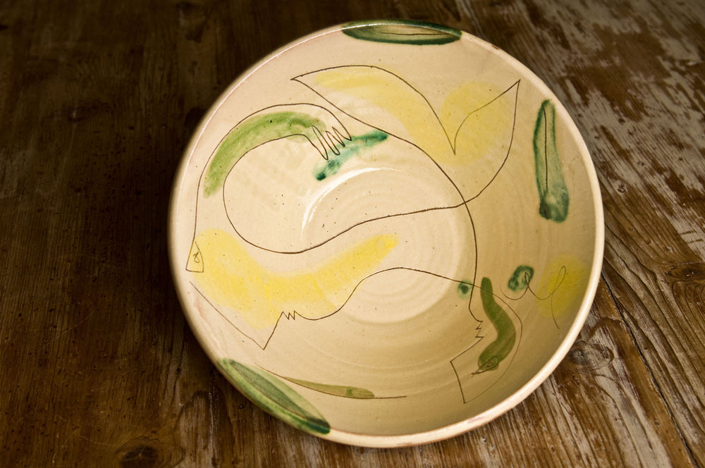 Hand-Painted Ceramic Serving Bowl by Hans Fischer