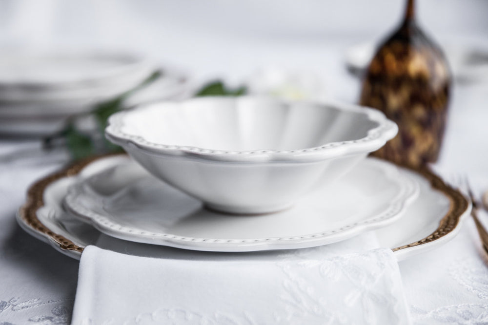 Elegant White Ceramic Pasta Bowl Made in Italy